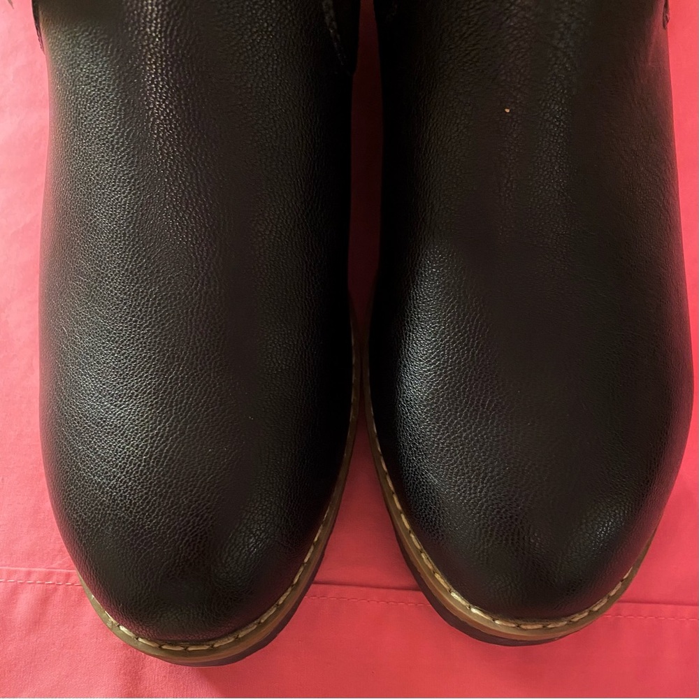 Nautica Boots Black Cream Faux Leather Suede Shearling Women 9.5 Men 8 Cozy Chic - Picture 13 of 13